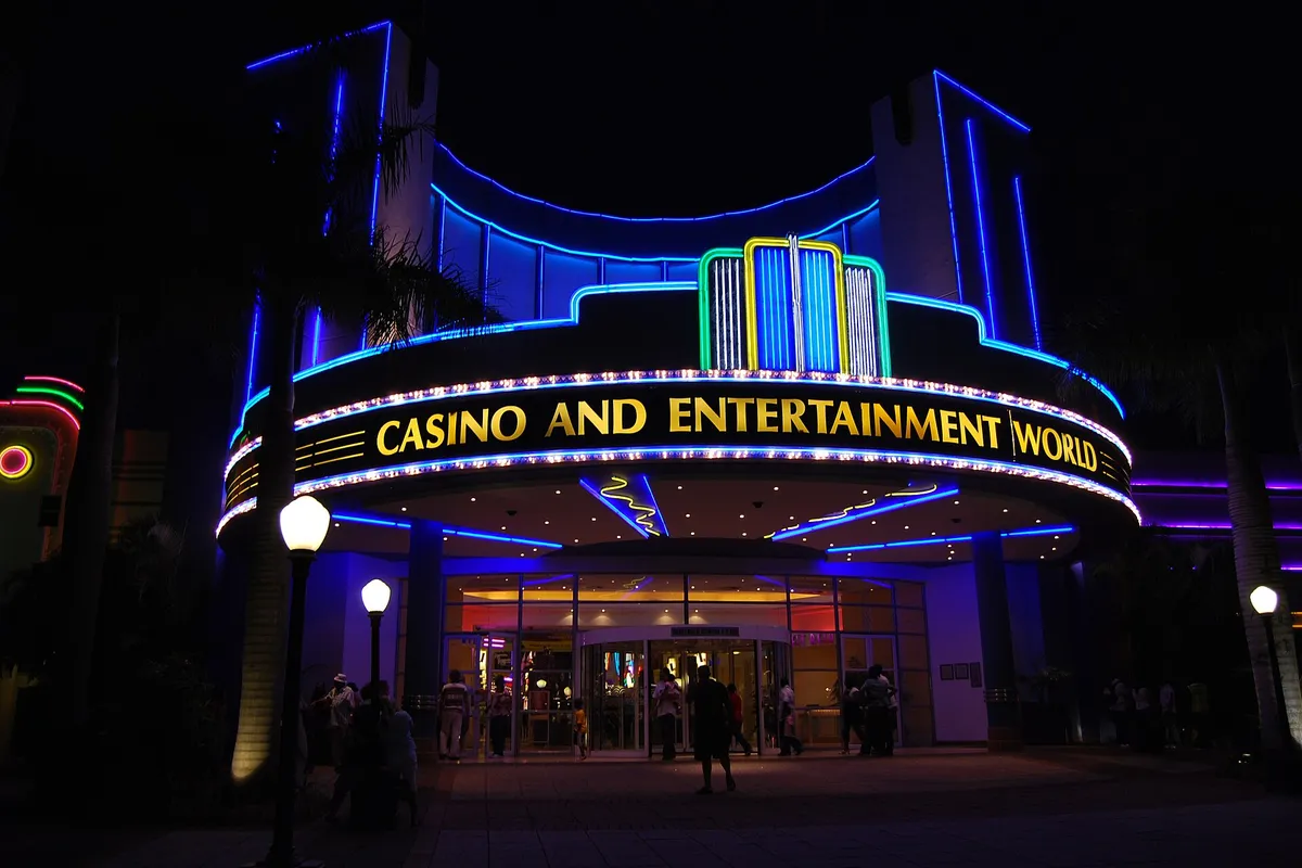 Suncoast Casino entrance at night, Durban